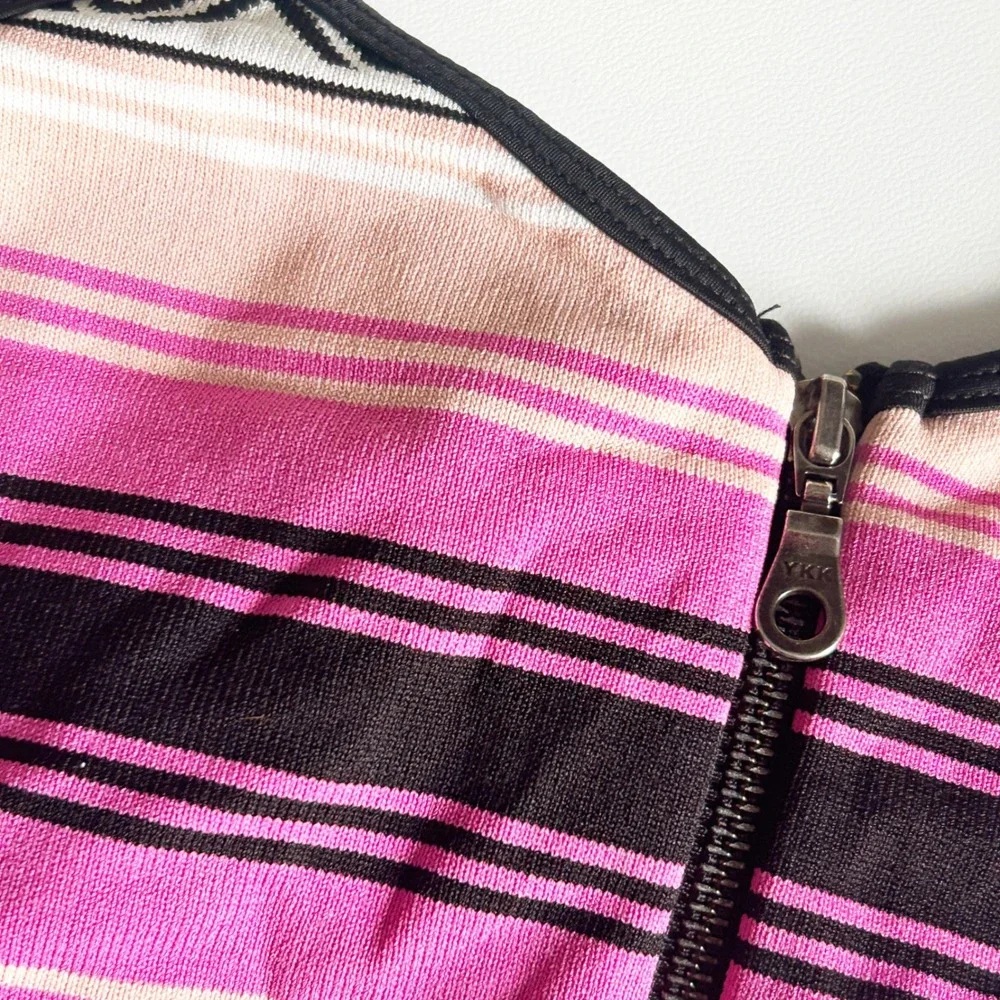 Lovers + Friends Revolve Zip Front‎ Melody Knit Bikini Swim Top Desert Stripe - Picture 2 of 5